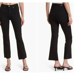 AG Farrah High Rise Raw Hem Boot Crop Jeans in Black 1 Year Covert size 28